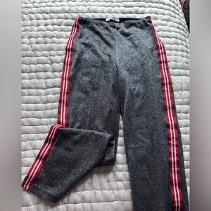 Gray Glitter Pants with Red Stripes